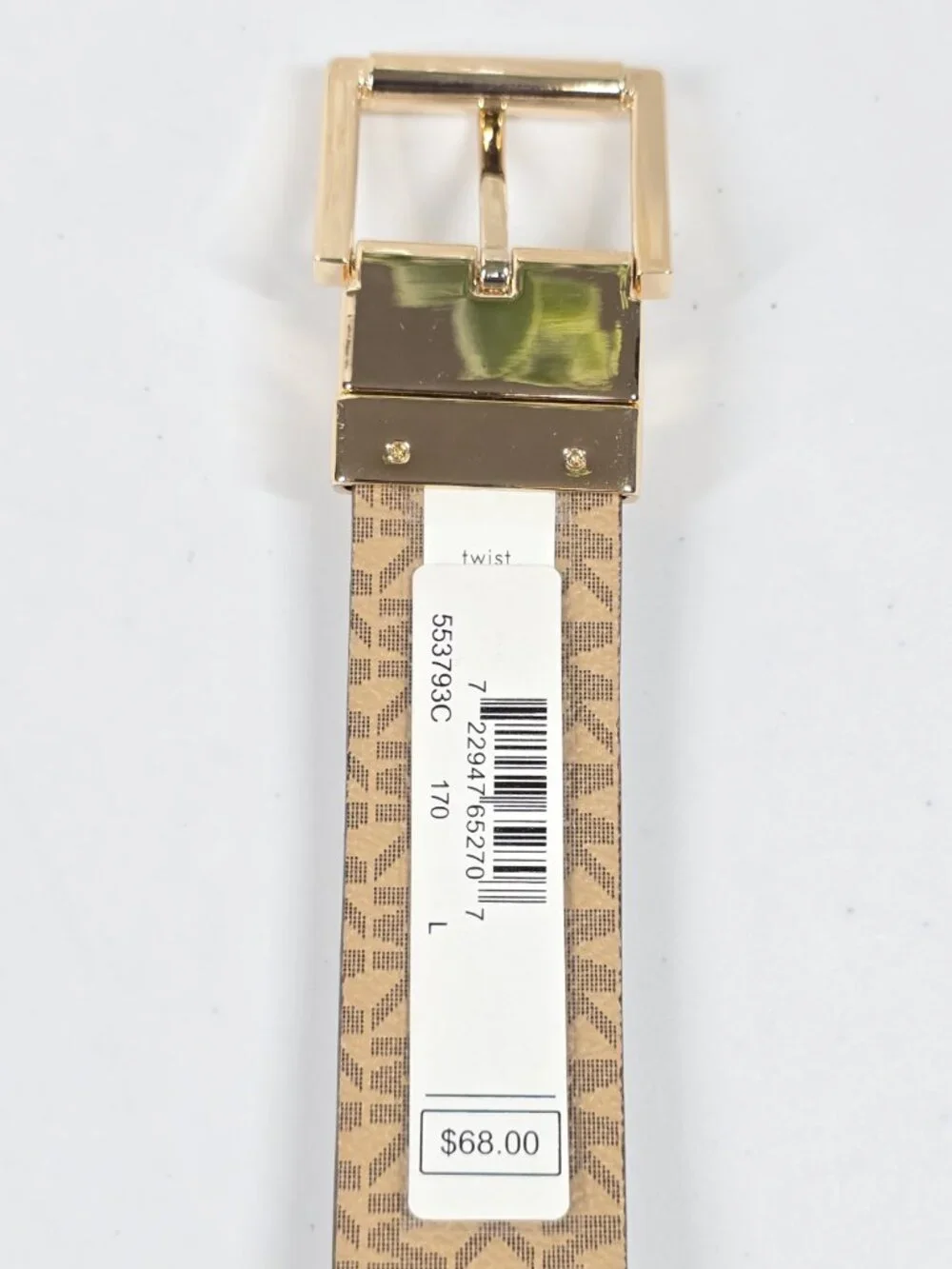 Michael Kors Reversible Belt Women L Cream Gold Buckle NWT